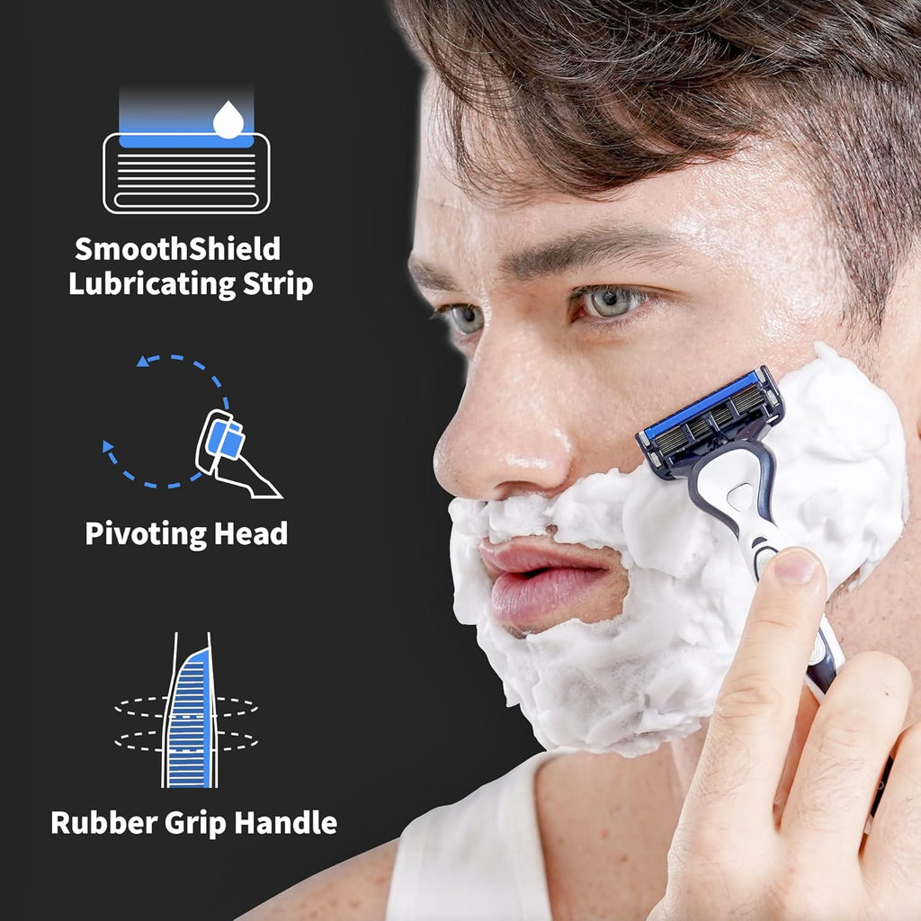 DORCO Pace Pro 5 Disposable Razors, 3 pack - Long Lasting 5 Blade Technology with a Precision Trimmer, Safety Guard Bar, Pivoting Head and Non-Slip Rubber Handle (3 Razors)