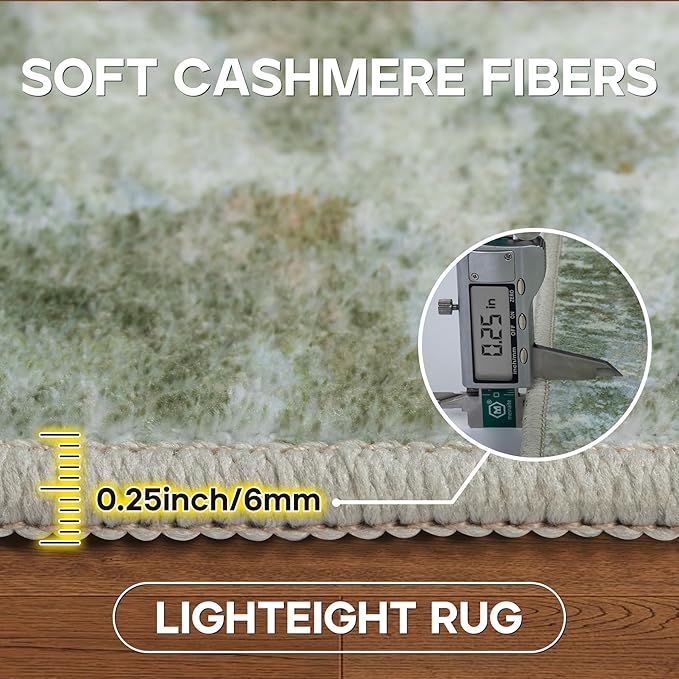 10x14 Area Rugs Large Living Room Rug Washable: Modern Abstract Rug Indoor Modern Carpet Non Slip for Dining Room Bedroom Nursery Home Office Green-BubblyBeeBaby