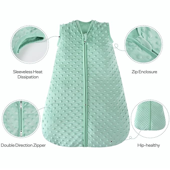 JELLYMONI Fleece Baby Sleep Sack 12-24 Months, 1.5 Tog Warm Winter Baby Wearable Blanket with Plush Dots and 2-Way Zipper, Cotton Toddler Sleep Sack-BubblyBeeBaby