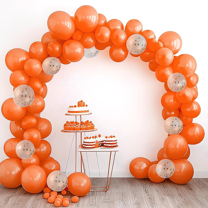 JOYIN 150 Pcs Orange Balloons, Different Sizes 18 12 10 5 Inch Orange Latex Balloon Arch Kit with Instruction for Birthday Party Graduation Wedding Holiday Decoration-BubblyBeeBaby