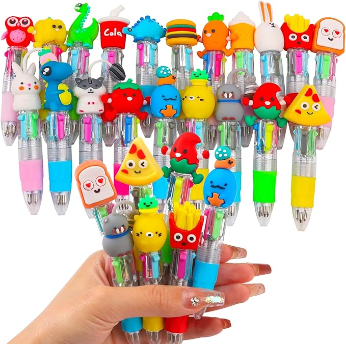20Pcs Mini Multicolor Pens in One 4-in-1 Cute Pens Bulk for Kids, Fun Kawaii Ballpoint Pen for Birthdays and Children's Party Favors Gifts, Teacher School Supplies-BubblyBeeBaby