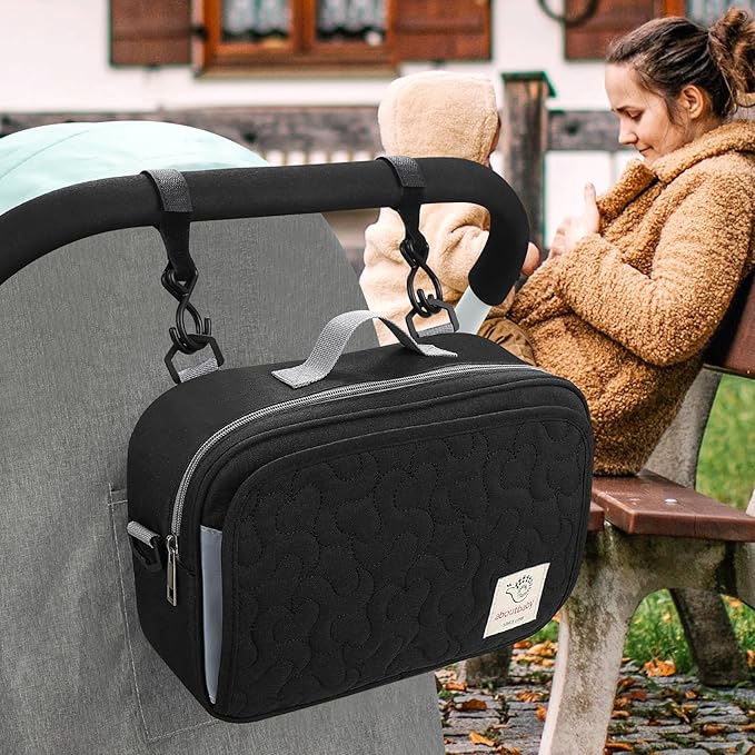 Accmor Stroller Organizer, Universal Stroller Organizer with Insulated Cup Holder Pocket, Dual Purpose Large Capacity Stroller Bag Caddy, Stroller Accessories Fits for Uppababy, Doona, Nuna Strollers-BubblyBeeBaby