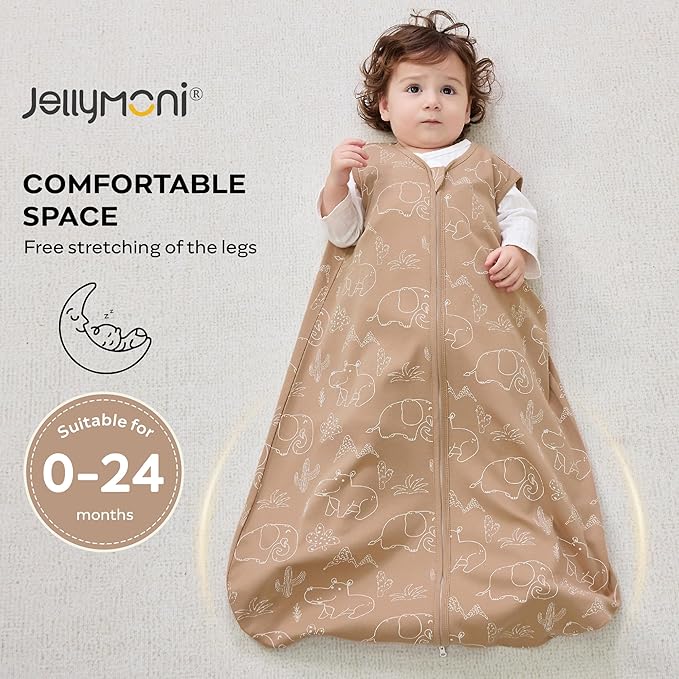 JELLYMONI Baby Sleep Sack 0-6 Months 0.5 Tog Wearable Blanket for Baby, 100% Cotton 3 Pack Infant Toddler Sleeping Sack Lightweight Soft 2-Way Zipper Sleepsack-BubblyBeeBaby