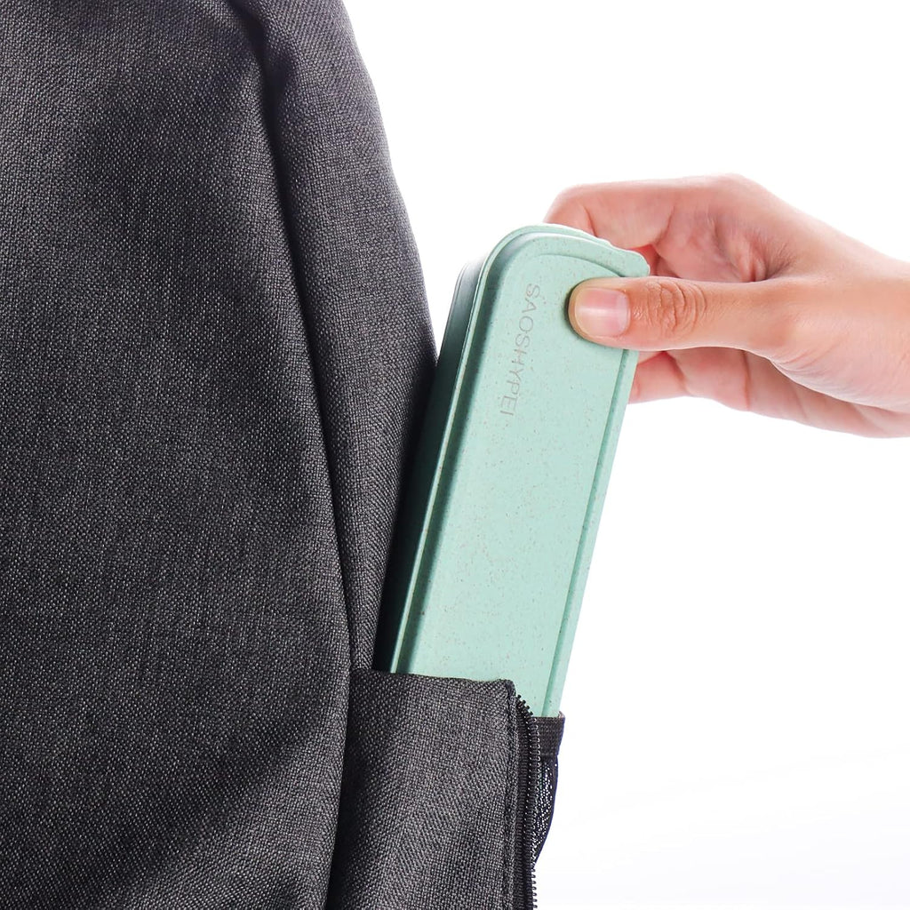 Portable Utensils Set with Case, 4pcs Stainless Steel Reusable Silverware for Lunch Camping School Picnic Workplace Travel, Lunch Box Includ Fork Spoon Knife,Easy to clean,Dishwasher Safe