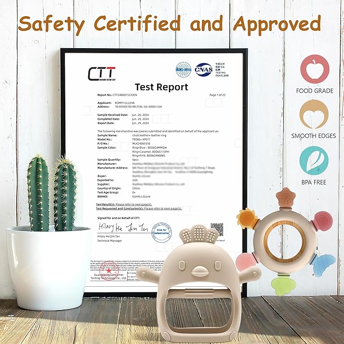 2 Pack Baby Teething Toys for 0-6 & 6-12 Months, Food Grade Silicone Teething Mitten No Drop Teether and Ring Teether, BPA Free, One-Piece, CPC Certified Baby Chew Toys for Sucking Needs-BubblyBeeBaby