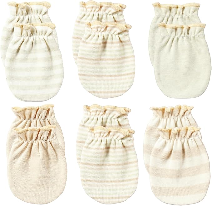 Newborn Mittens No Scratch 100% Cotton Mitts Boy Girl baby mittens 0-6 months 6 Pack-BubblyBeeBaby