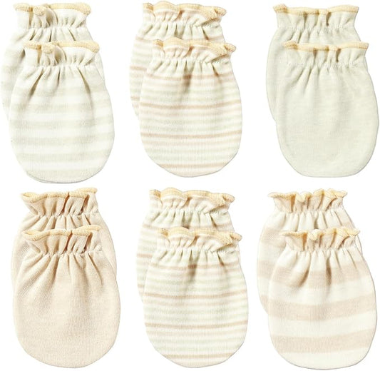 Newborn Mittens No Scratch 100% Cotton Mitts Boy Girl baby mittens 0-6 months 6 Pack-BubblyBeeBaby