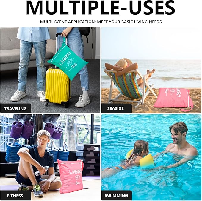 2 Pcs Large Travel Laundry Bag Waterproof Wet Dry Bag Washable Dirty Clothes Bag Bathing Suit Workout Bag for Gym Clothes Laundry Wet Clothes Swimming Yoga-BubblyBeeBaby