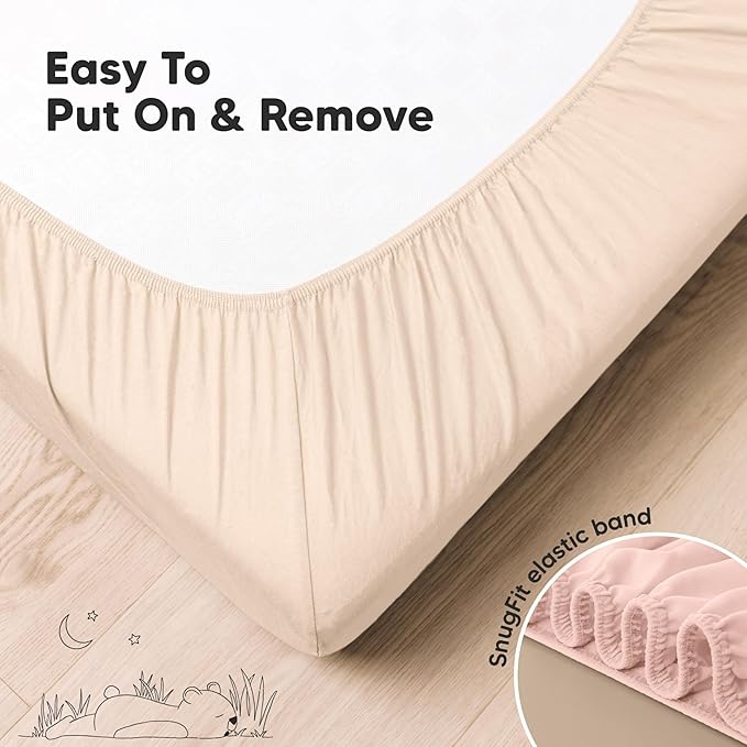 KeaBabies 2-Pack Organic Crib Sheets for Boys, Girls - 52x28 Fitted Crib Mattress Sheet Neutral, Breathable Jersey Cotton Cover for Baby Bed, Toddler Mattress, Soft & Cute Prints (Cameo)-BubblyBeeBaby