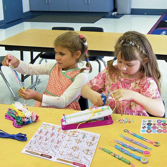 IQKidz Friendship Bracelet Making Kit - Make Bracelets Craft Toys for Girls Age 8-12 yrs, Cool Birthday Gifts for 6 7 9 10 11 Years Old Kids, Christmas Gift Set-BubblyBeeBaby