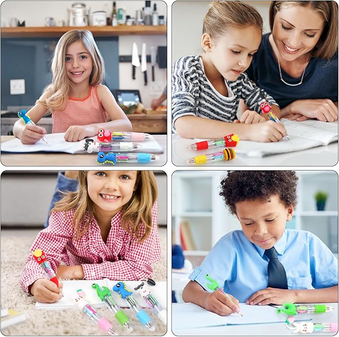 200Pcs Mini Multicolor Pens in One 4-in-1 Cute Pens Bulk for Kids, Ballpoint Pen for Birthdays and Children's Parties, Fun Gifts Assorted Ink Kawaii Pen-BubblyBeeBaby