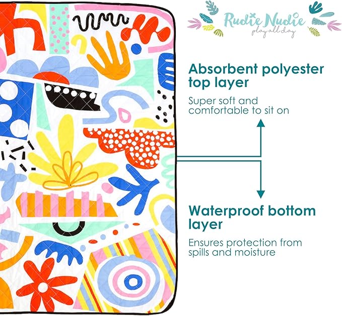 Jumbo Picnic Rug, Large Picnic Mat, 6'7" x 6'7", Outdoor Waterproof Picnic Blanket Beach Mat, Foldable & Waterproof, Picnic Blankets Ideal for Beach & Park, Outdoor Blanket, Pop Pip Pow-BubblyBeeBaby