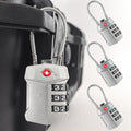 4 Pack TSA Approved Travel Luggage Locks, Cable Combination Lock, 3 Digit Padlock, Alloy Steel Cut-Resistant Cable, Weatherproof Zipper Lock for Gun/Suitcases, Backpacks, Gym Lockers, Golf Bags-NO KEY
