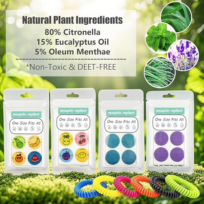 240Pcs Mosquito Patches Stickers, Individually Wrapped Natural Plant Based Mosquito Stickers for Kids Adult Outdoor Hiking, Camping, Travel-BubblyBeeBaby