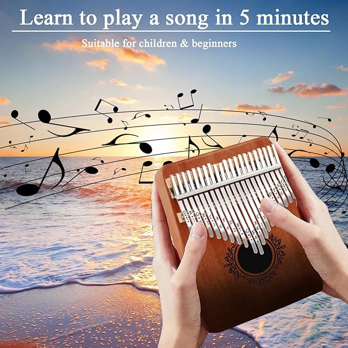 Kalimba 21 Keys Thumb Piano, Easy To Learn Portable Kalimba Thumb Piano With Beautiful Hard Packing Box, Gifts For Kids,Adult,Beginners,Professional-BubblyBeeBaby