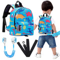 Accmor Toddler Backpack Leash with Anti Lost Wrist Link, Cute Mini Child Walking Harnesses Keep Kids Close Back Pack Rope Tether Rein for Baby Boys (Light Blue/Dino)