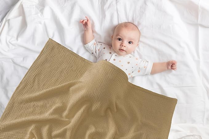 2-Pack Nursing Covers for Breastfeeding, 100% Organic Cotton Muslin Breastfeeding Cover, Multi-Use Nursing Scarf, Car Seat Canopy, Stroller Cover, Soft Breathable Baby Blanket Khaki Brown-BubblyBeeBaby