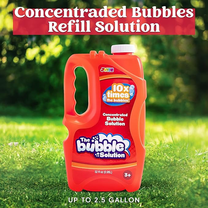 JOYIN 32 oz Bubble Solution Refills (Close to 1L/ 2.5 Gallon), Concentrated Solution for Bubble Machine, Wands, Blower, Easter (Red)-BubblyBeeBaby