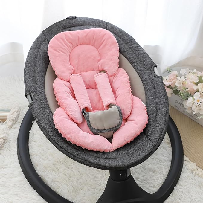 GFU Infant Car Seat Insert Head and Body Support, Reversible Newborn Insert for Carseat with Strap Pads, Soft Stroller Cushion Pillow Insert for Boys and Girls, Fits for Stroller, Swing, Red-BubblyBeeBaby