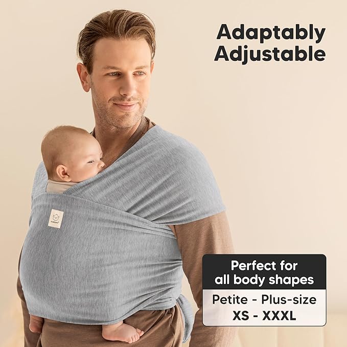 KeaBabies Baby Wrap Carrier - All in 1 Original Baby Carrier Newborn to Toddler Sling, Easy to Wear, Hands Free Bonding, Lightweight, Breathable Infant Wraps (Classic Gray)-BubblyBeeBaby