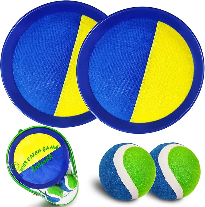 Jalunth Ball Catch Paddle Set Games - Beach Toys Pool Back Yard Outdoor Lawn Games Backyard Camping Toss Age 3 4 5 6 7 8 9 10 11 12 Years Old Boys Girls Kids Adults Family Christmas Easter Gifts-BubblyBeeBaby