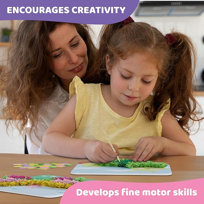 jackinthebox Poke Poke Art – Bugs Theme, Mess-Free Fabric Art and Craft, Flower Pressing Kits, Gift for Kids, Toys for Girls and Boys Ages 4 5 6 7 8-BubblyBeeBaby