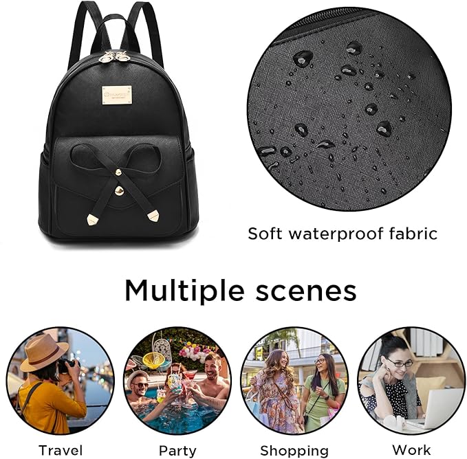 I IHAYNER Girls Bowknot Cute Leather Backpack Mini Backpack Purse for Women-BubblyBeeBaby