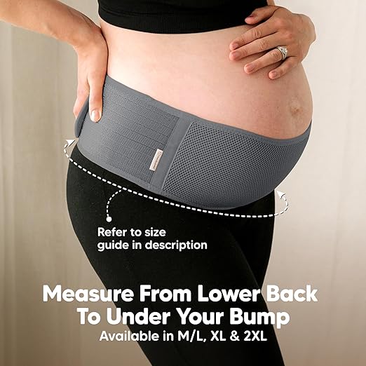 KeaBabies Maternity Belly Bands for Pregnant Women - Soft & Breathable Pregnancy Belly Support Band, Adjustable Maternity Belt for Back, Pelvic Support, Comfortable, Easy to Use (Mystic Gray, M/L)-BubblyBeeBaby