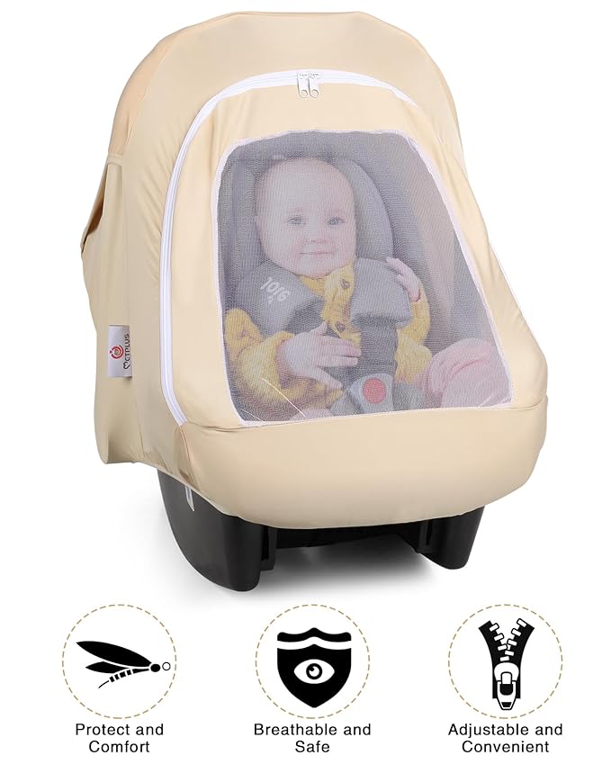 Metplus 2-in-1 Baby Car Seat Canopy, Multi Use Privacy Sun Shade, Protect Baby's Safety with Style, Infant Carrier Covers for Boys & Girls-BubblyBeeBaby