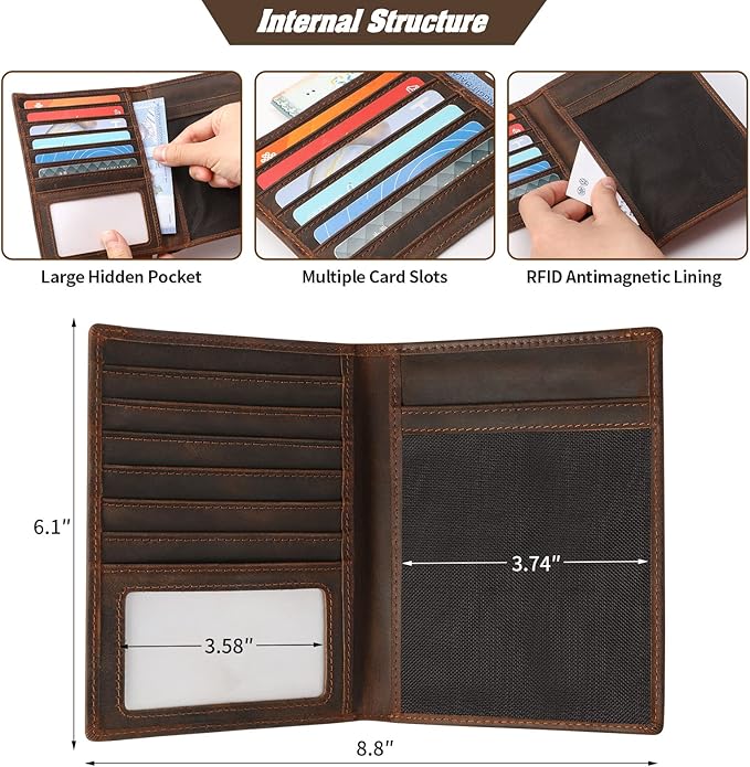 Jack&Chris Leather Passport Holder RFID Blocking Passport Travel Wallet Cover Case for Men Women Brown JC17-BubblyBeeBaby