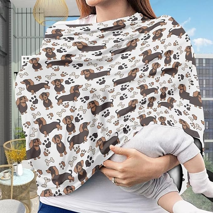 Binienty Cozy Car Seat Covers for Babies Boys Girls,Dachshund Dog Paw Stretchy Infants Carseat Canopies,Baby Shower Gifts-BubblyBeeBaby