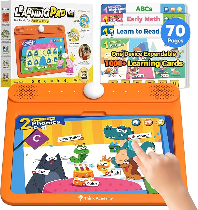 Interactive Electronic Learning Pad - Learn-to-Read System with 70 Sound Pages, Card-Insert for Alphabet, Words, Numbers, Music, Learning Activities for Kids 3-5 Years Old-BubblyBeeBaby