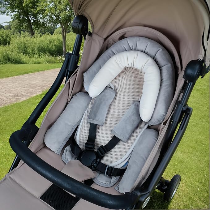 COOLBEBE Upgraded 3-in-1 Babybody Support & Strap Covers Set for Newborn Infant - Extra Soft Car Seat Insert Cushion Pad, Perfect for Carseats, Strollers, Swing-BubblyBeeBaby