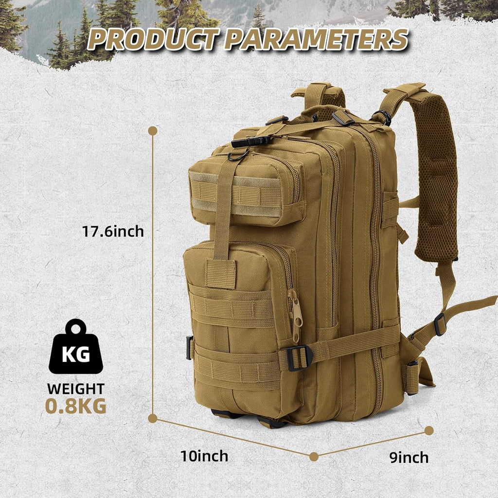 Small Military Tactical Backpack, 30L Tactical Assault Bag for Men, Army Assault Rucksack GYM Hiking Backpack Bug Out Bag Khaki