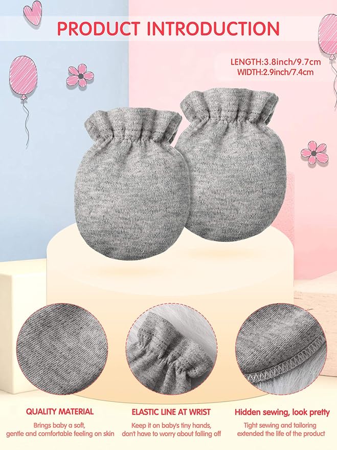 24 Pairs Newborn Baby Mittens Unisex Cute Glove No Scratch Baby Mittens Gloves for 0-6 Months Boys Girls-BubblyBeeBaby
