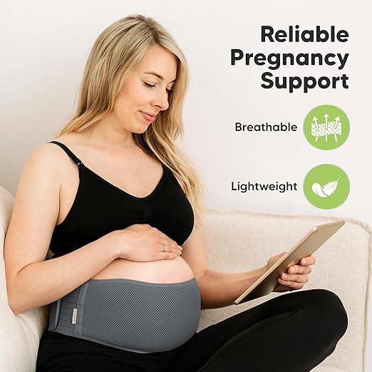 KeaBabies Maternity Belly Bands for Pregnant Women - Soft & Breathable Pregnancy Belly Support Band, Adjustable Maternity Belt for Back, Pelvic Support, Comfortable, Easy to Use (Mystic Gray, M/L)-BubblyBeeBaby