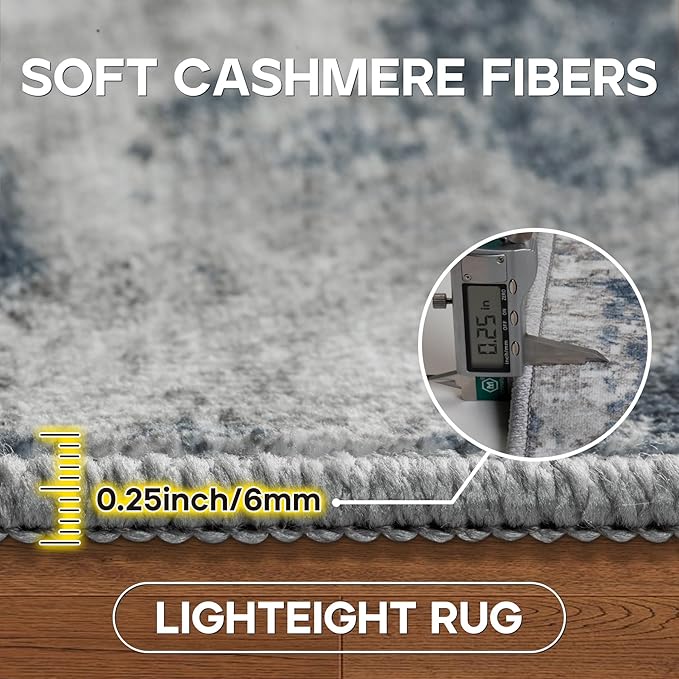 10x14 Area Rugs Large Living Room Rug Washable: Modern Abstract Rug Indoor Modern Carpet Non Slip for Dining Room Bedroom Nursery Home Office Blue/Grey-BubblyBeeBaby