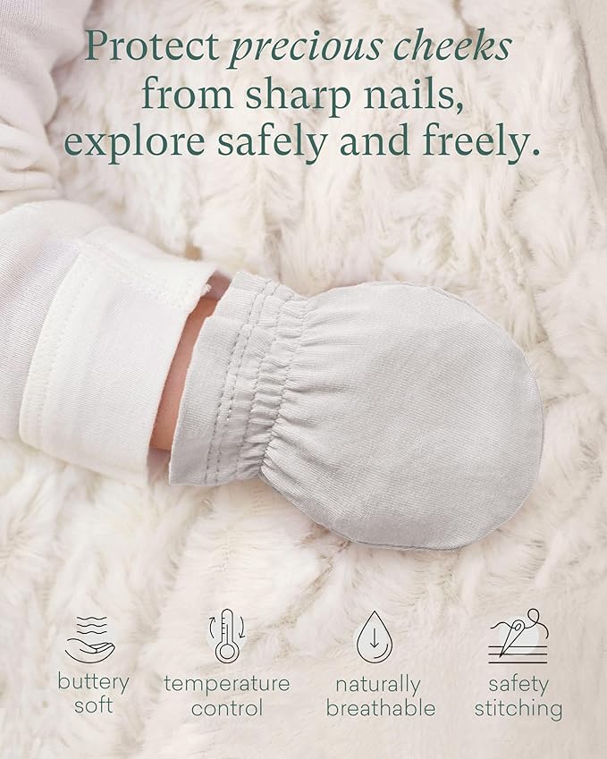 SuperSoft Baby Mittens, Bamboo Viscose Infant Newborn Mittens for Girls Boys No Scratch Gloves 6 Pack-BubblyBeeBaby