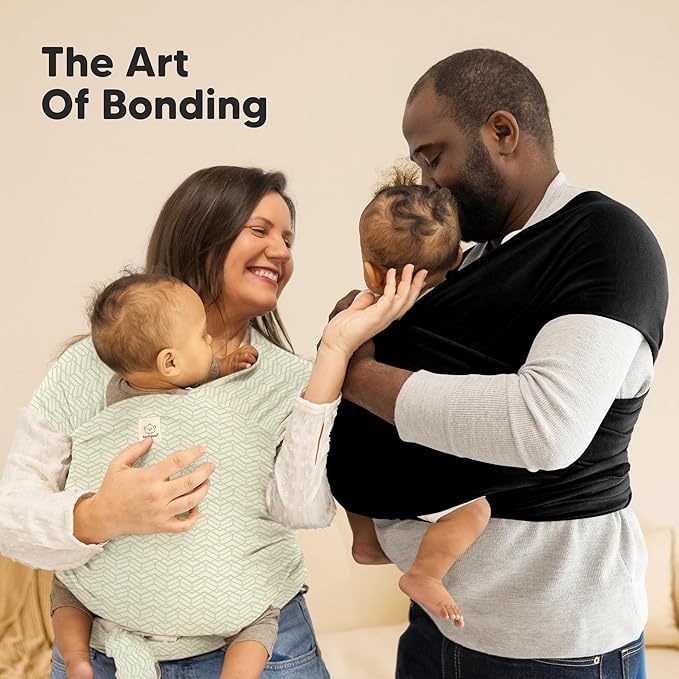 KeaBabies Baby Wrap Carrier - All in 1 Original Baby Carrier Newborn to Toddler Sling, Easy to Wear, Hands Free Bonding, Lightweight, Breathable Infant Wraps (Chevron Maze)-BubblyBeeBaby