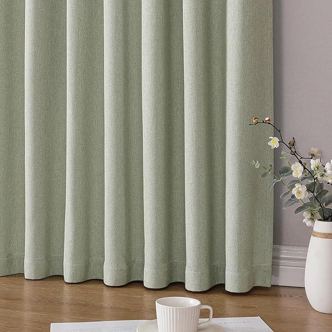Joydeco Custom Blackout Curtains for Bedroom, Total Blackout Curtains Back Tab & Rod Pocket, Solid Thermal Insulated Window Drapes Luxury Decor for Living Room 1 Panel (Custom Size, Sage Green)-BubblyBeeBaby