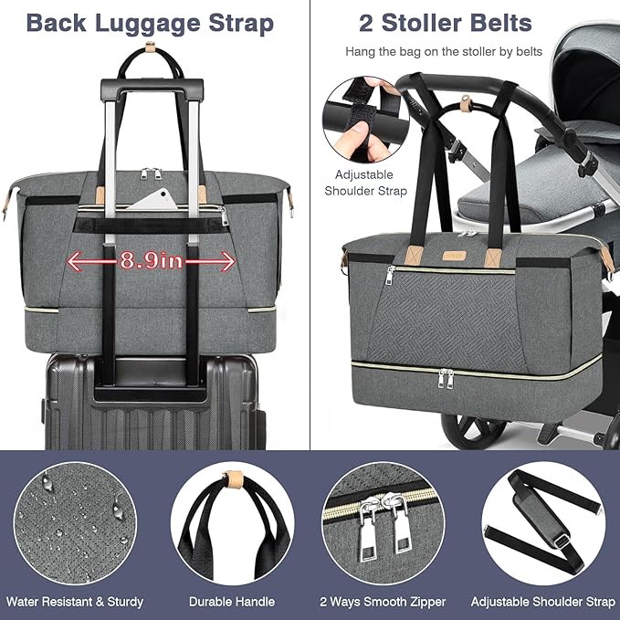 ITIEZY Diaper Bag Tote for Baby - Large Mommy Bag with Portable Changing Pad Pacifier Case, Hospital Bags Travel Baby Bag-BubblyBeeBaby