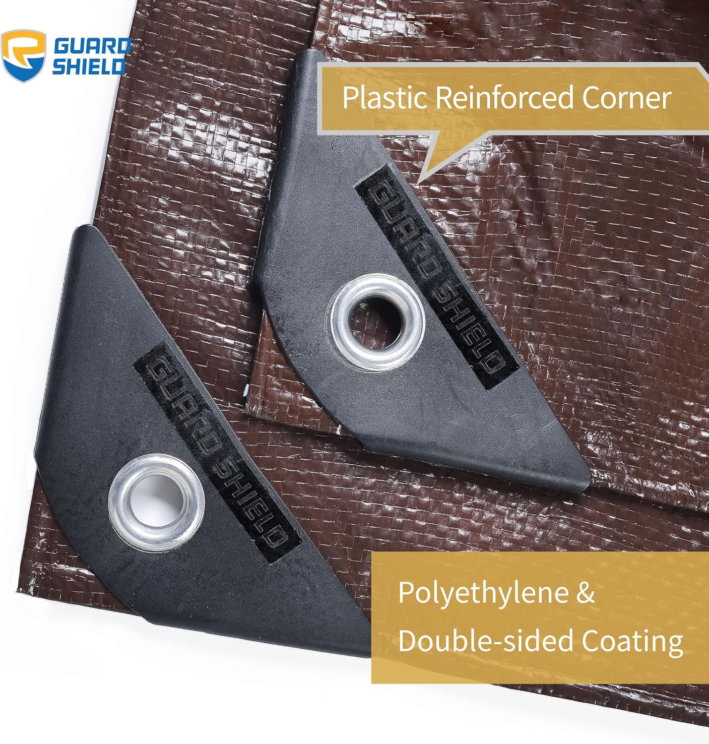 GUARD SHIELD Brown Tarp 16x20 Feet Waterproof Tarps Lightweight Camping Tarp Outdoor Multi Purpose Poly Cover 6mil