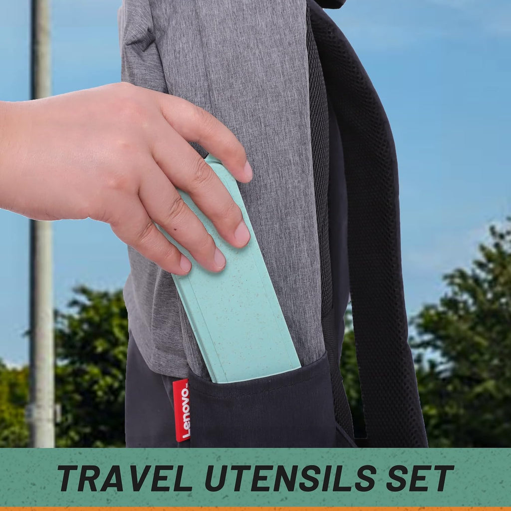 8 Picec Travel Utensils Camping utensils Travel Silverware Set with Case Fork and Spoon Set Office Stainless Steel Reusable Trip Cutlery Set Easy to journey Lightweight Lunch Box for Men