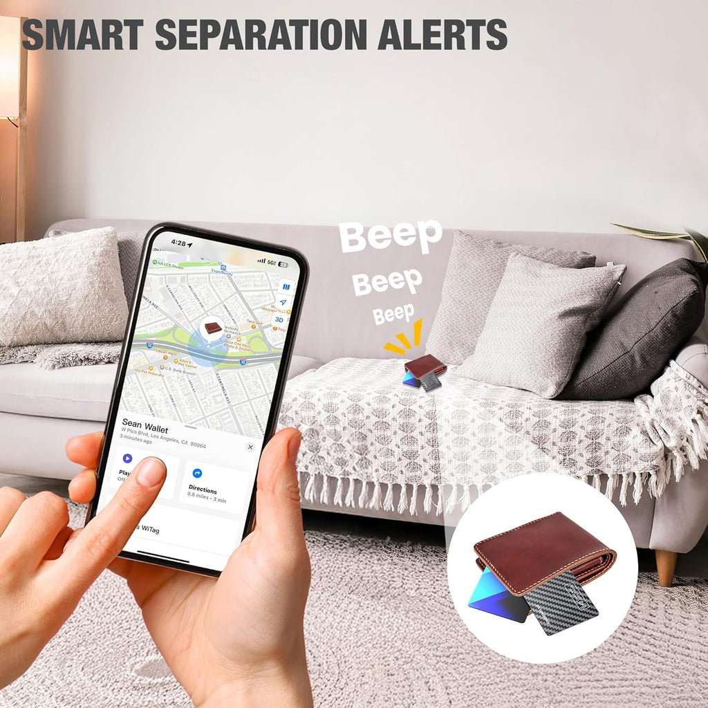 WHEREMYLUV-Item-Finder-for-Wallet, Ultra Thin Bluetooth Tracker Card Compatible with Apple Find My, Rechargeable GPS Locator, IPX8 Waterproof, Slim Smart Card for Men & Women