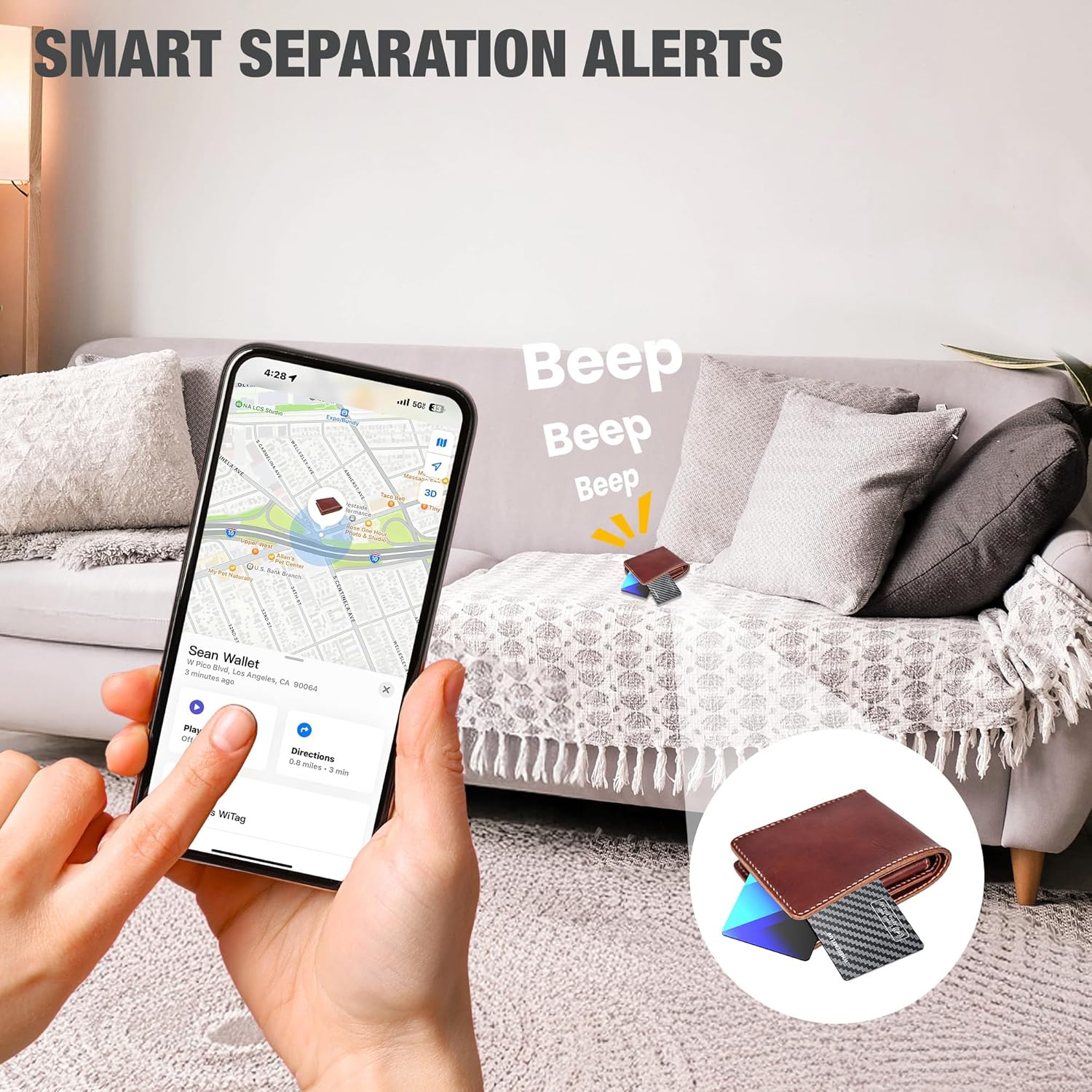 WHEREMYLUV-Item-Finder-for-Wallet, Ultra Thin Bluetooth Tracker Card Compatible with Apple Find My, Rechargeable GPS Locator, IPX8 Waterproof, Slim Smart Card for Men & Women