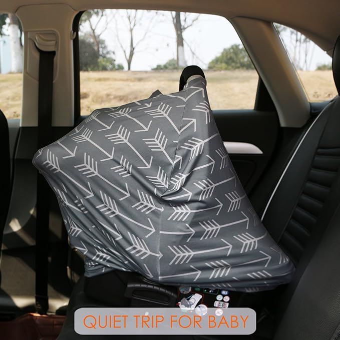 Car Seat Canopy Breastfeeding Cover - Multi Use Baby Stroller and Carseat Cover, Breastfeeding Covers, Boys and Girls Shower Gifts (Classical Arrows)-BubblyBeeBaby