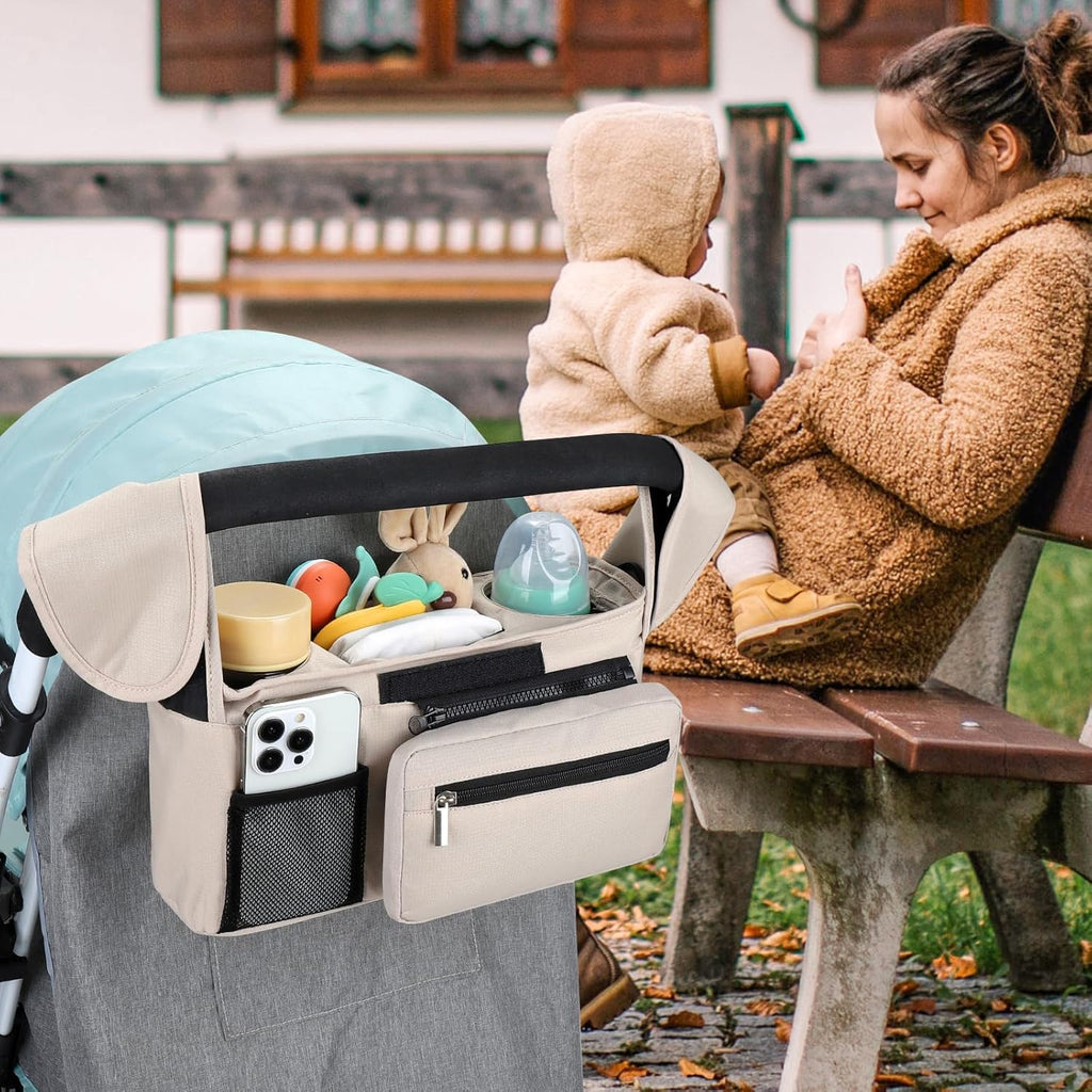 Accmor Universal Stroller Organizer with Insulated Cup Holder Detachable Phone Bag and Shoulder Strap,Stroller Bag Caddy Organizer Fits for Uppababy, Baby Jogger, Britax Strollers