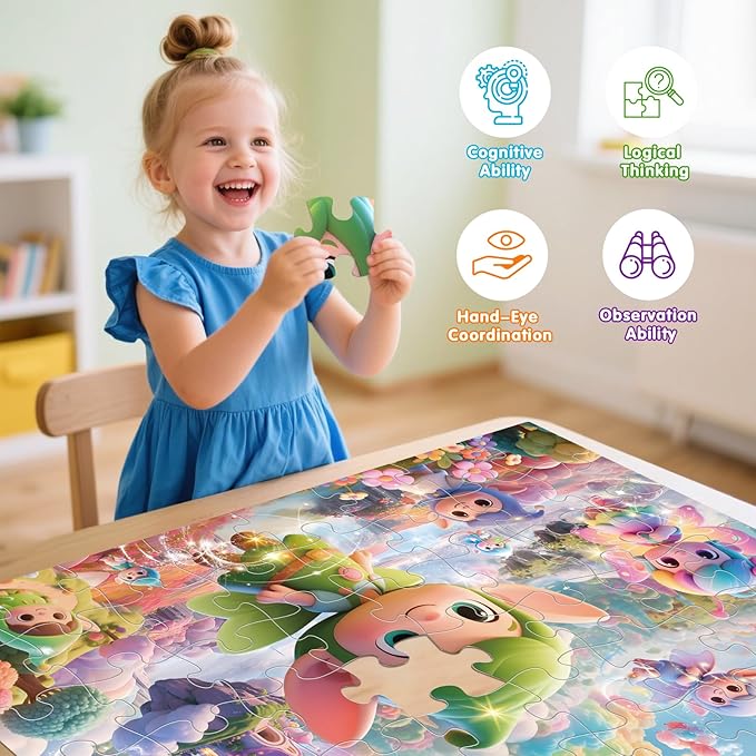 Jumbo Floor Puzzle for Kids,48 Piece Fairy Large Jigsaw Puzzles for Toddler Ages 3-5,Preschool Educational Toy Gift for Boys & Girls Ages 4-8-BubblyBeeBaby
