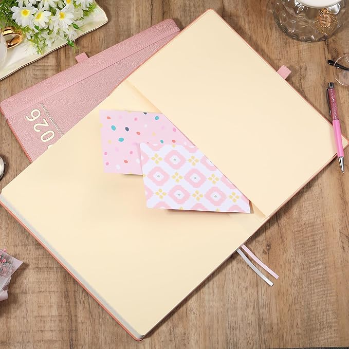2026 Planner - JAN 2026 - DEC 2026, Planners 2026, Planner Weekly and Monthly, Leather Cover Calendar Planers with Thick Paper, Back Pocket with Notes Pages, Pink (8.5" x 11")-BubblyBeeBaby