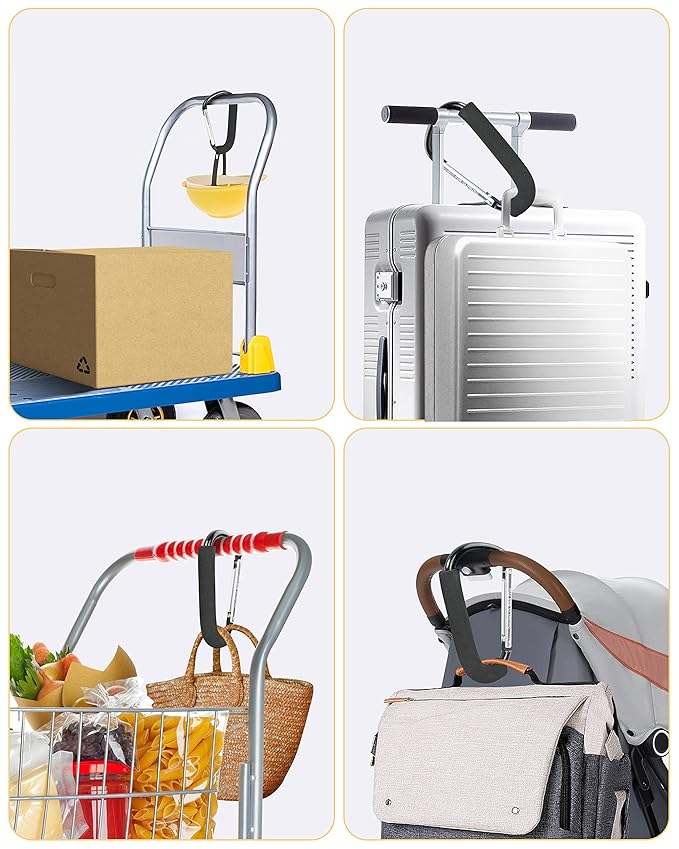 Stroller Hooks, 6.3" Large Stroller Clip, 2 Pack Stroller Hooks for Hanging Bags and Shopping, Stroller Accessories for Mommy, Large Carabiner-BubblyBeeBaby